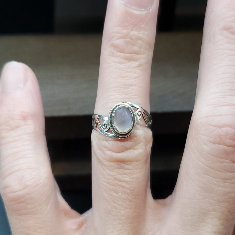 Size 5.75 925 Sterling Silver Cloudy Moonstone Ring